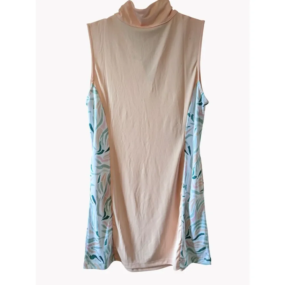 IronWood Golf Dress Peach Sleeveless UPF 50 Moisture Wicking Sz M Preppy Sporty